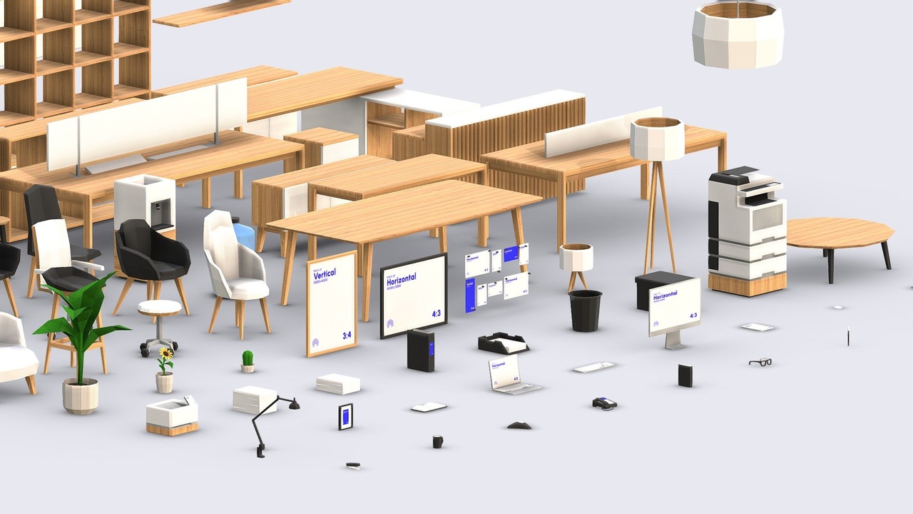 Media 1 for listing Modern Minimal Office Low Poly Furniture Pack