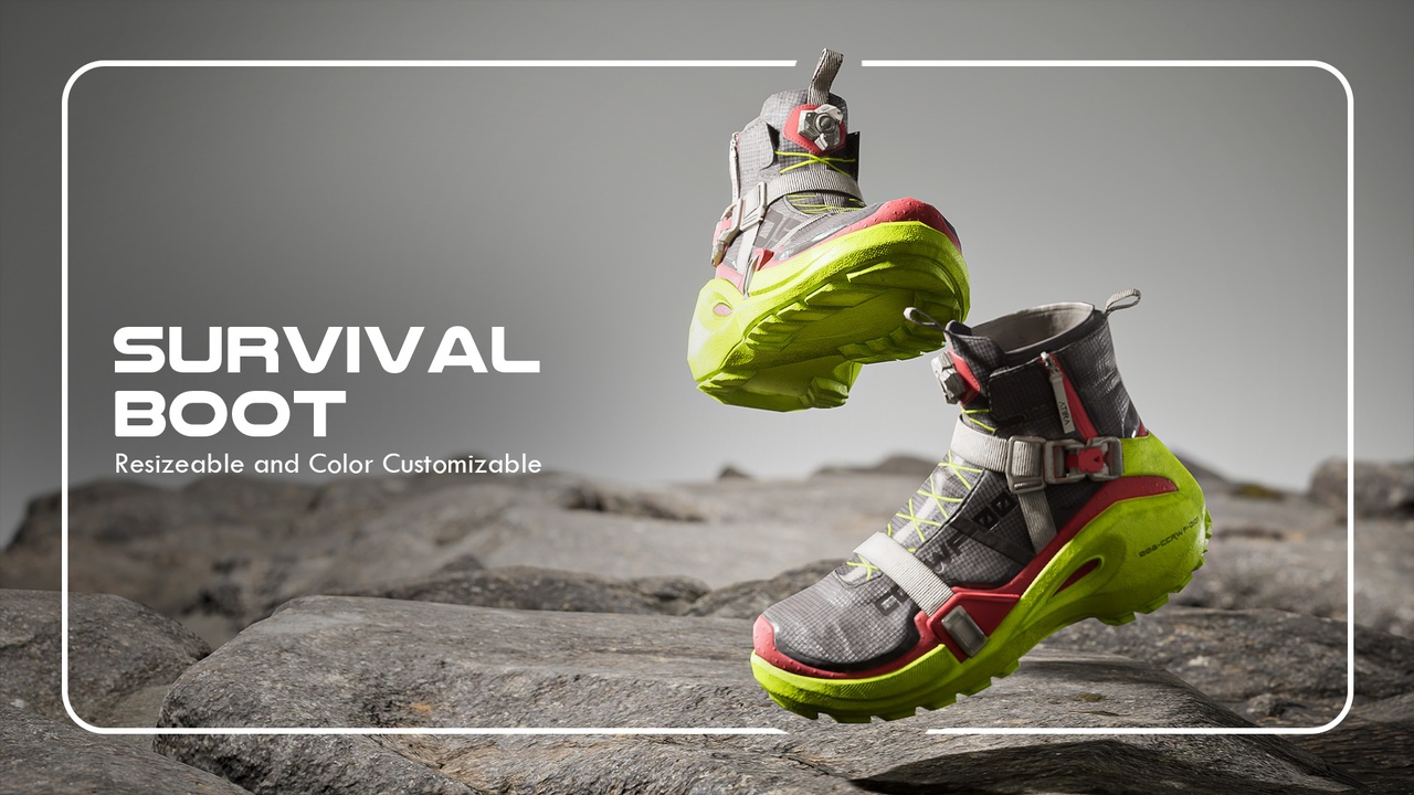 File multimediali per l'articolo Survival Boot – Parametric Sci-Fi MetaHuman Footwear with Damage & Recolorable: 1