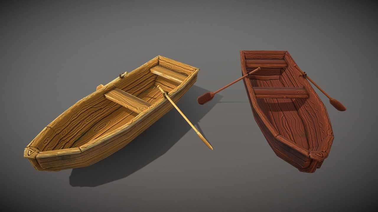 Stylized handpainted boat lowpoly game asset | Fab