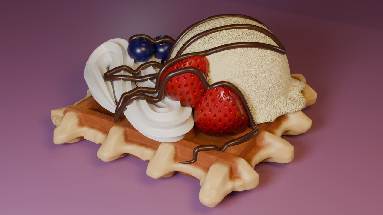 Media 1 for listing Waffle 001 – Waffle with Ice Cream and Fresh Fruits