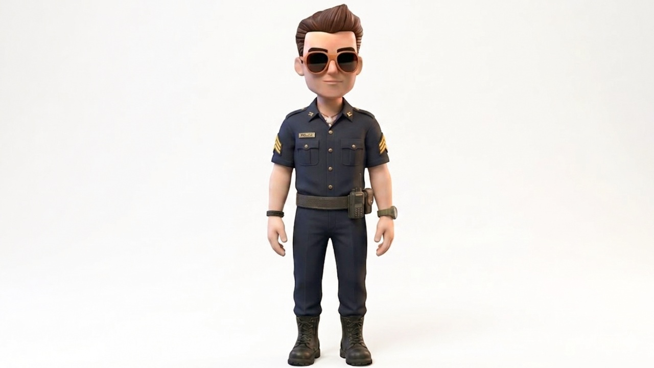 Media 1 for listing Stylized Police Officer Male Character - Rigged and Animated