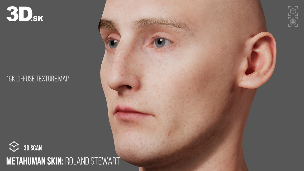 Media 1 for listing 16K MetaHuman Male Identity Texture + RAW Head Scan (Roland Stewart)