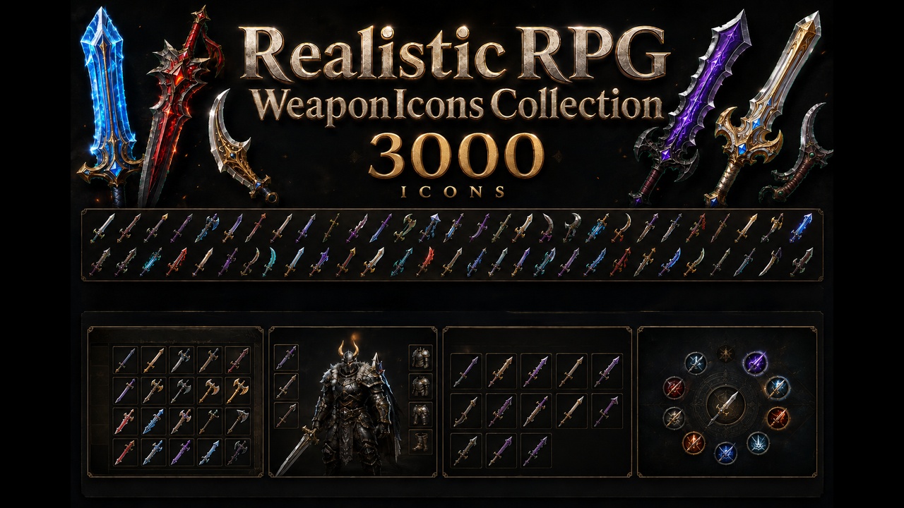 Media 1 for listing Realistic RPG Weapon Icons Collection 3000