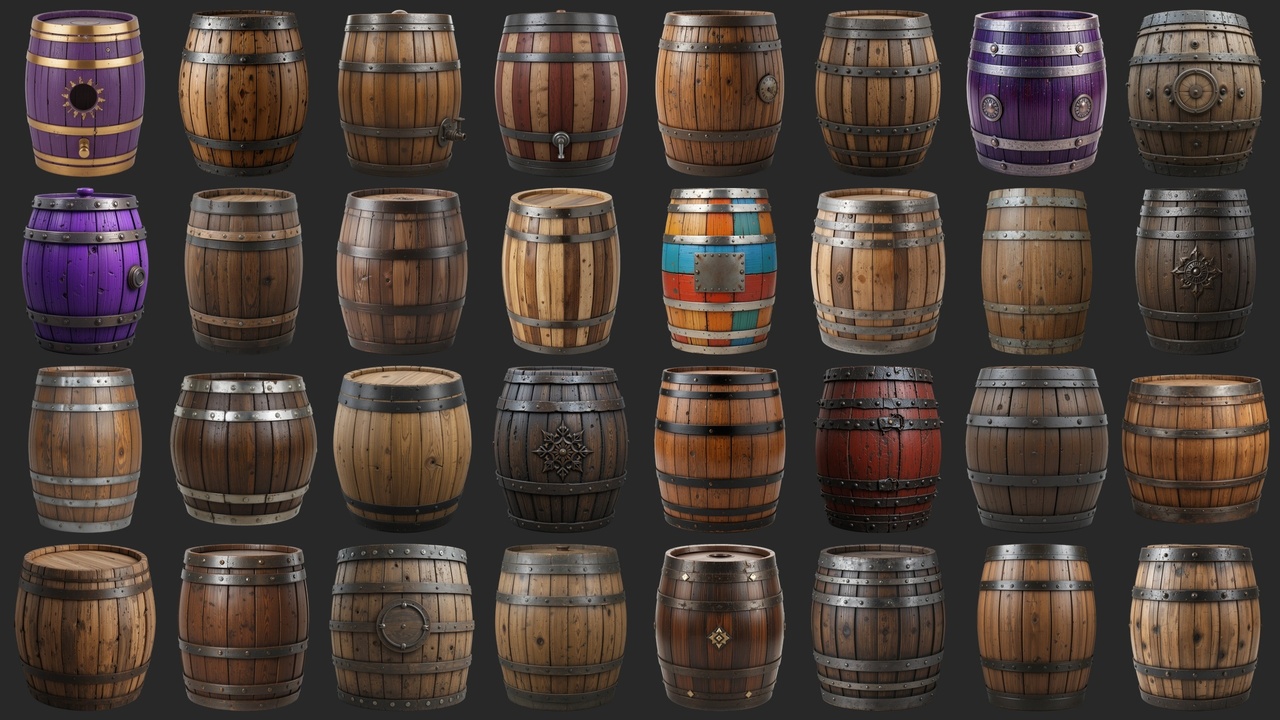 Media 1 for listing 146 Wooden Barrels - Icons