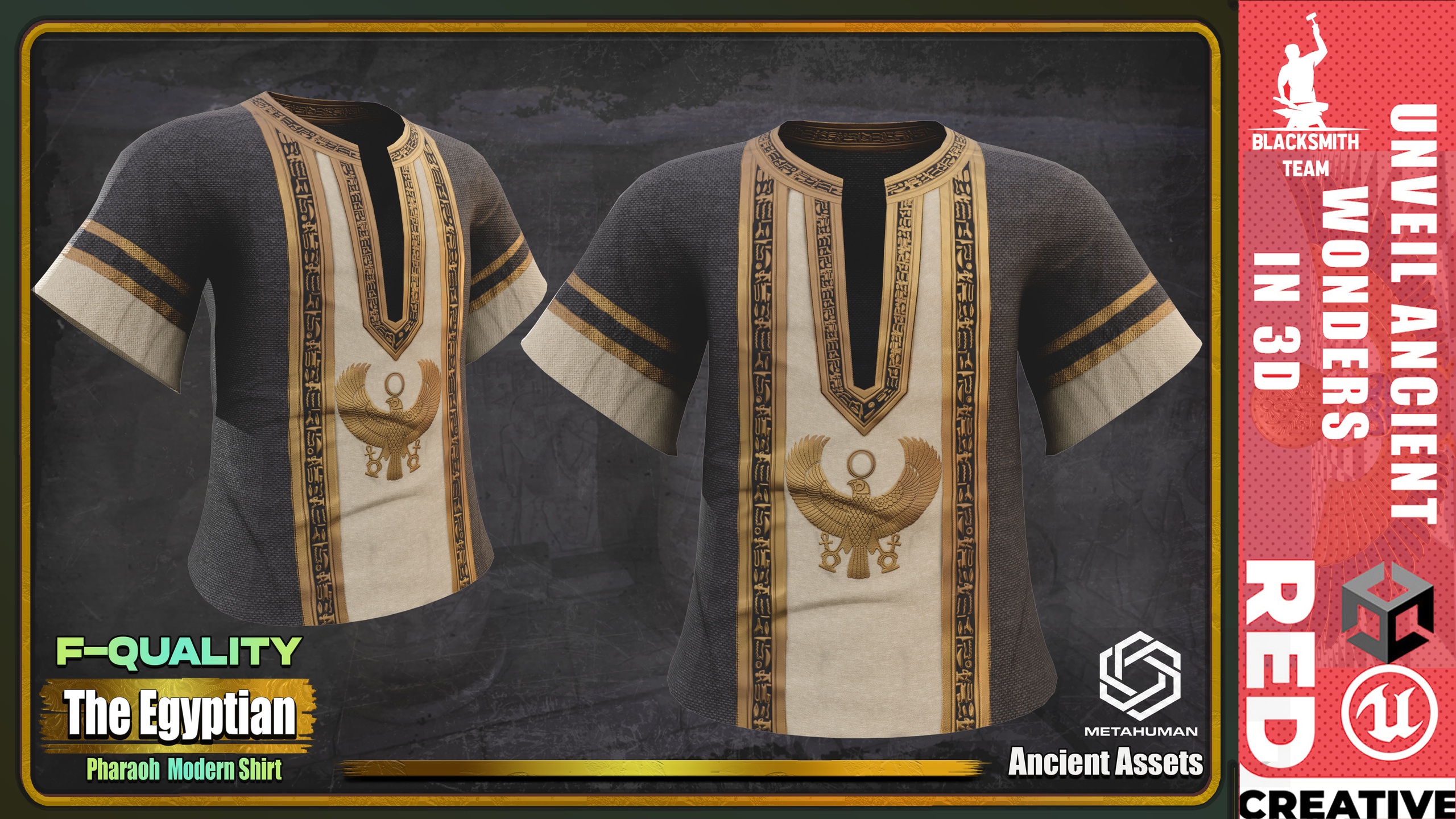 Media 1 for listing The Egyptian: Modern Pharaoh Outfit Shirt MetaHuman Ready (Vol. 1)
