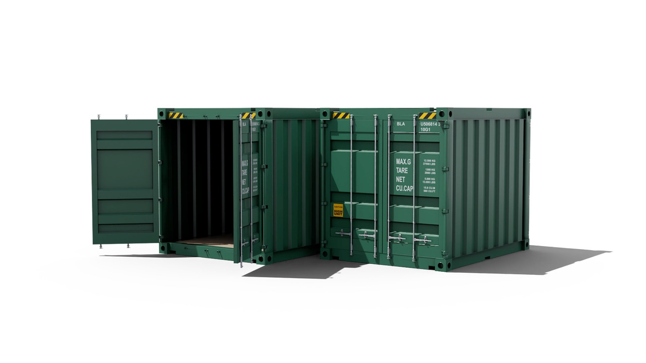 Media 1 for listing 10 Foot green shipping container with interior 3D model