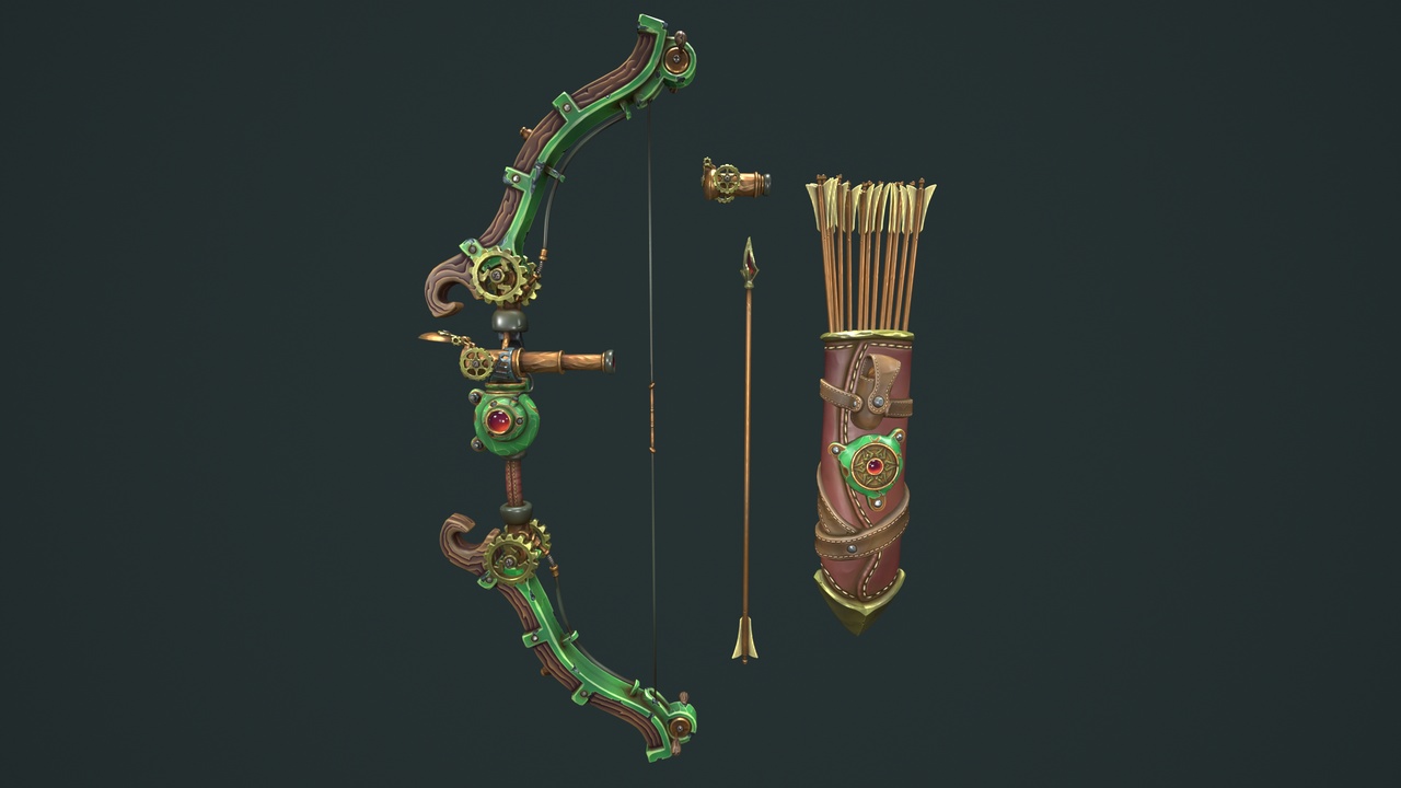 Media 1 for listing Steampunk bow quiver arrow spyglass
