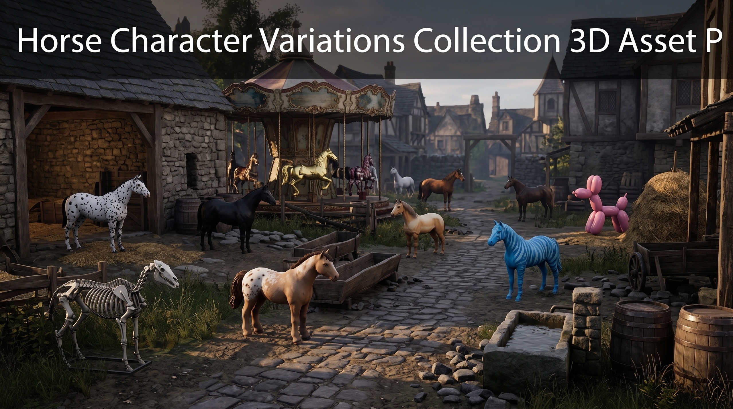 Media 1 for listing Horse Character Variations Collection 3D Asset Pack