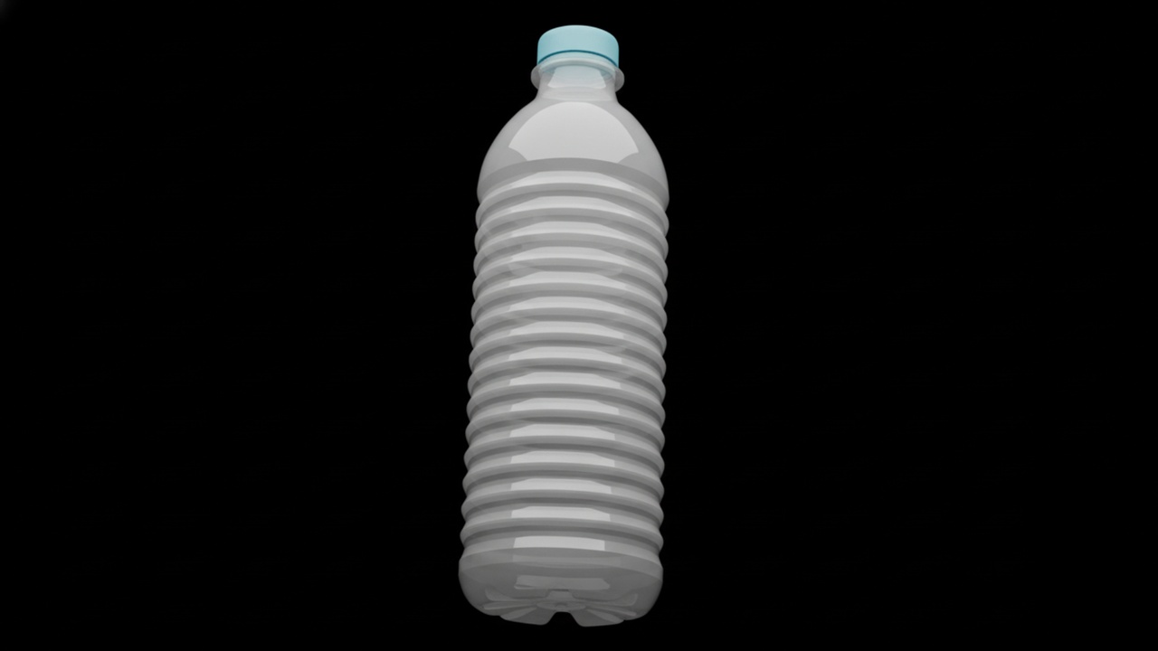Media 1 for listing Transparent Plastic Water Bottle 3D Model with Ribbed Body