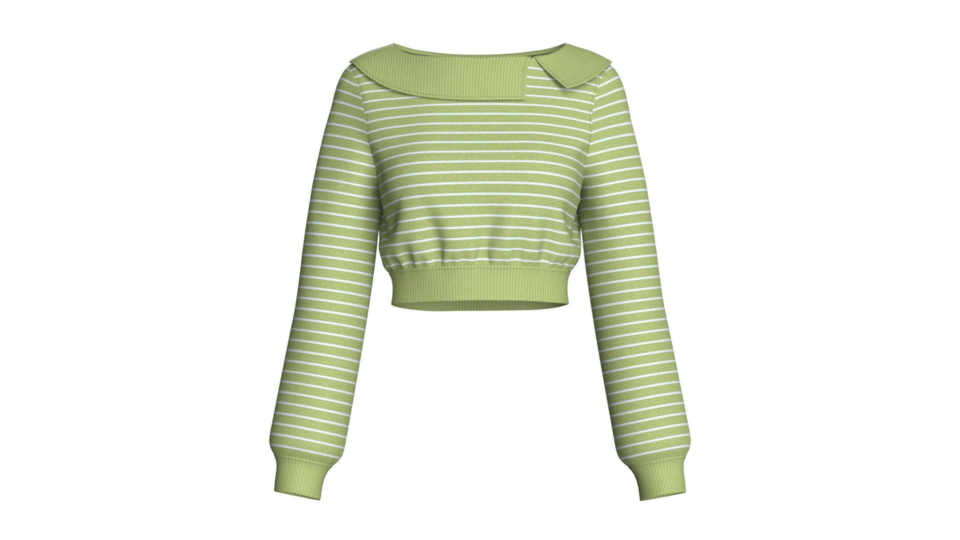 Media 1 for listing Girls Open - Collar Cropped Striped Sweater | High Poly