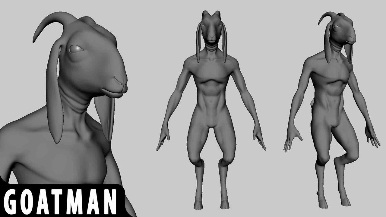 Media 1 for listing Goat Man - Topology + UV Map