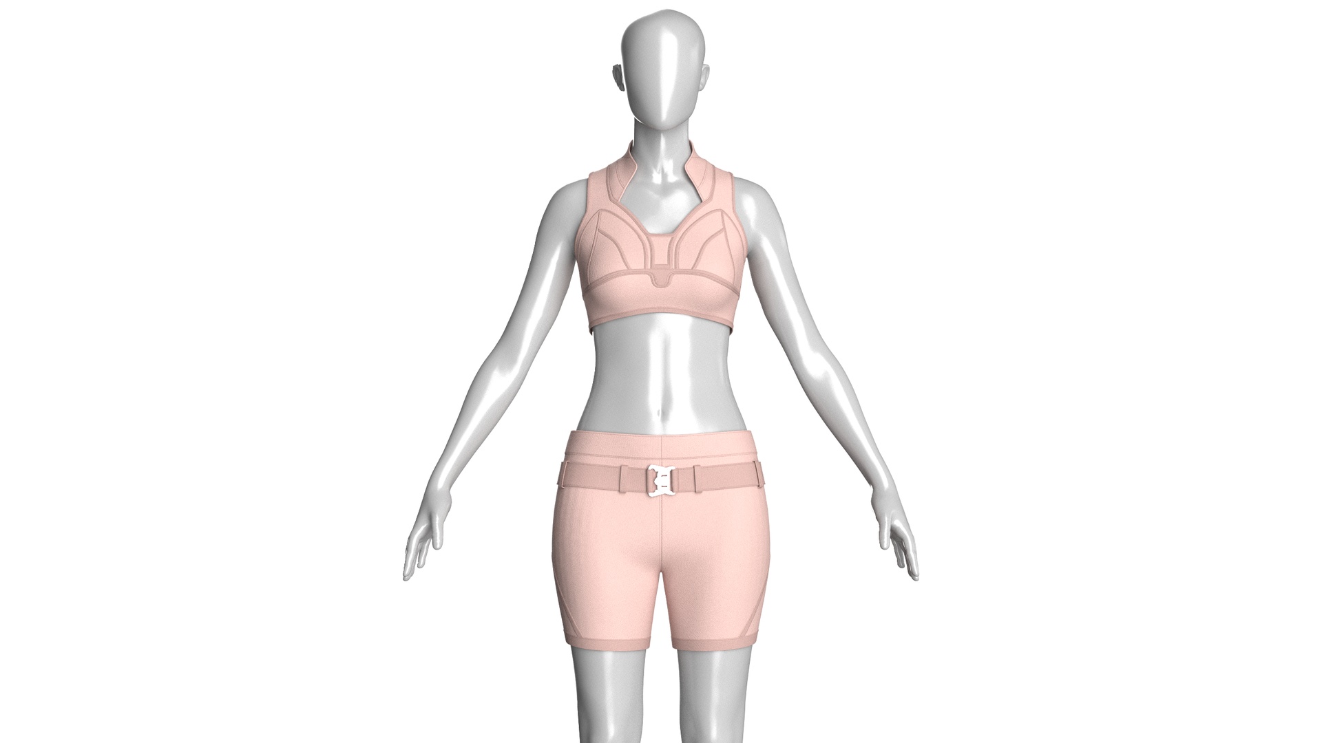 Media 1 for listing Girls High Neckband Collar Top With Shorts - Outfit | High Poly