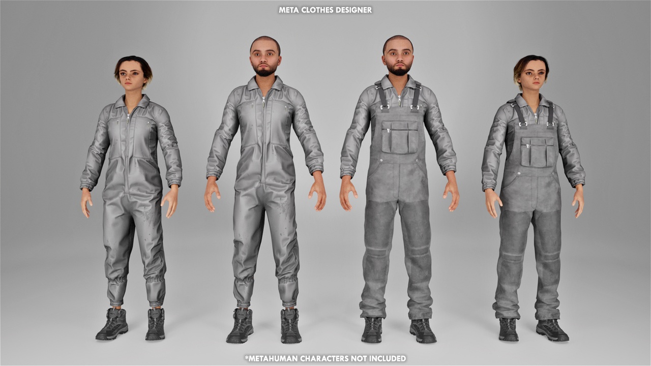 Media 1 for listing Metahuman - Coveralls - Workwear (Metahuman Clothing)