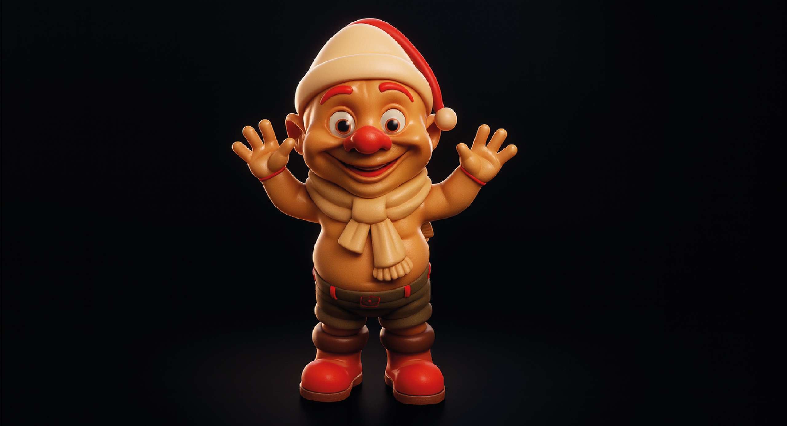 Media 1 for listing Festive Gingerbread Elf Character – 3D Holiday Mascot Model