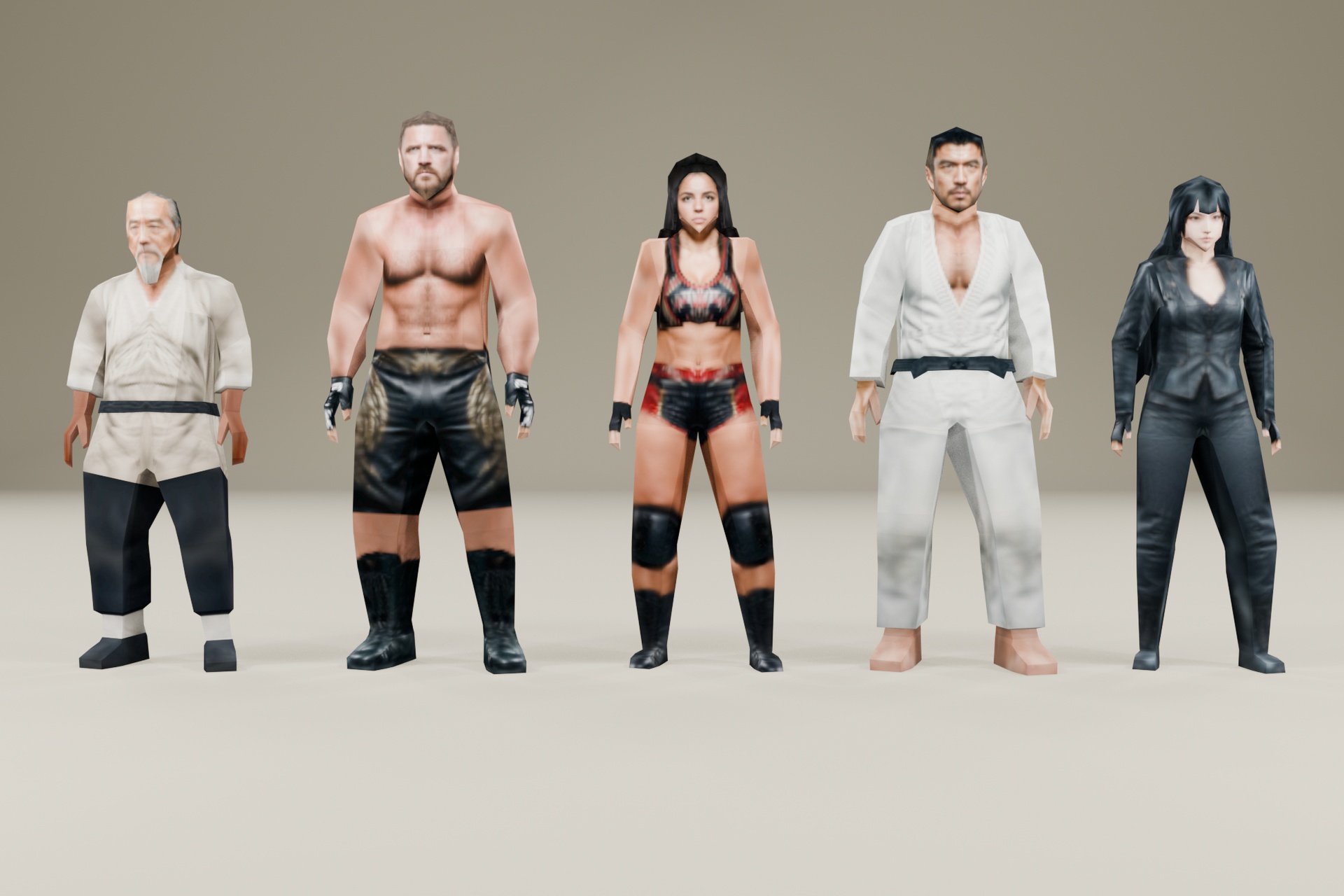 Media 1 for listing Low Poly Fighter Starter Pack - 5 Martial Arts Characters