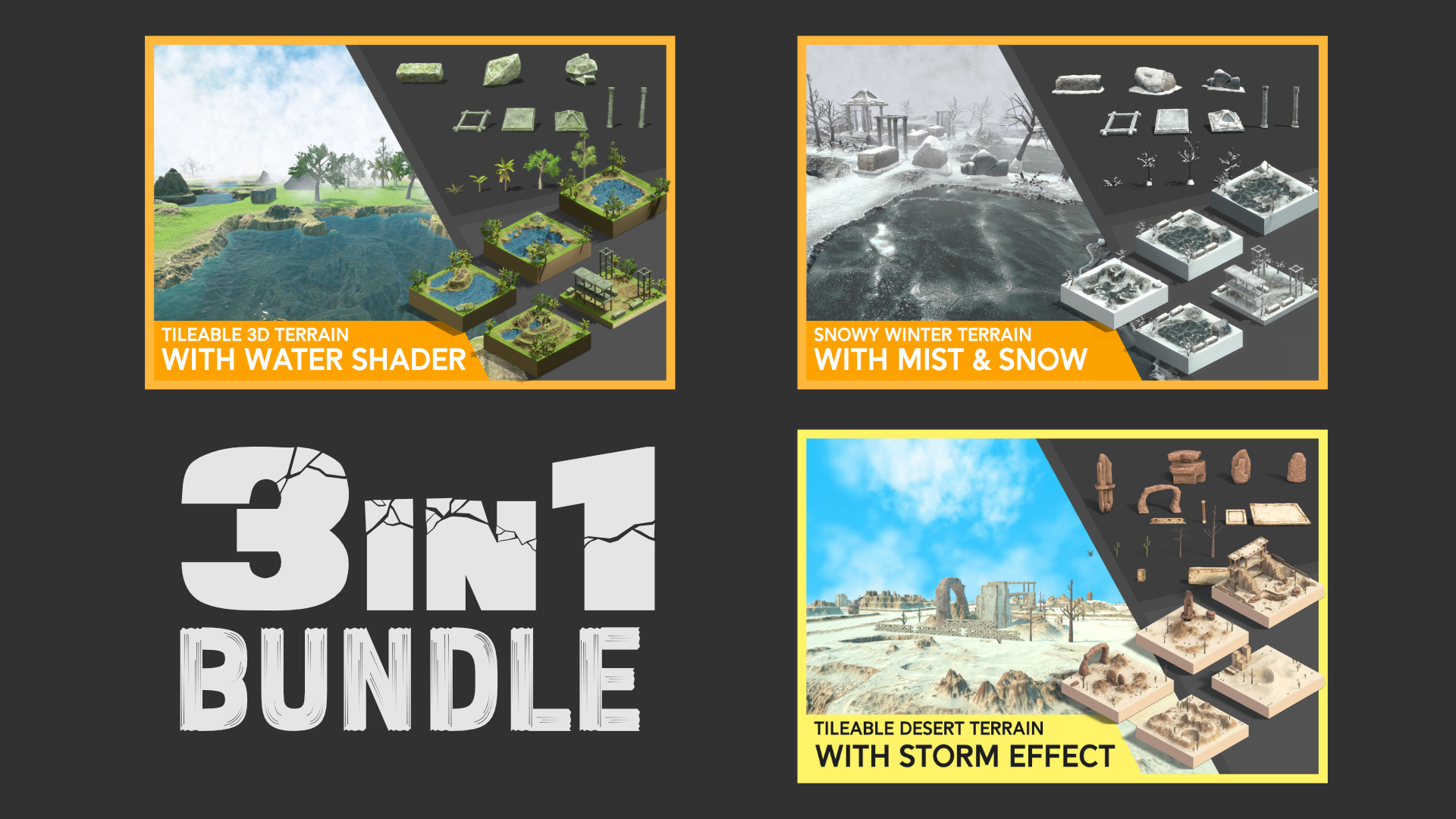 3 In 1 Bundle: Modular Tileable Terrain 3d environment game assets | Fab