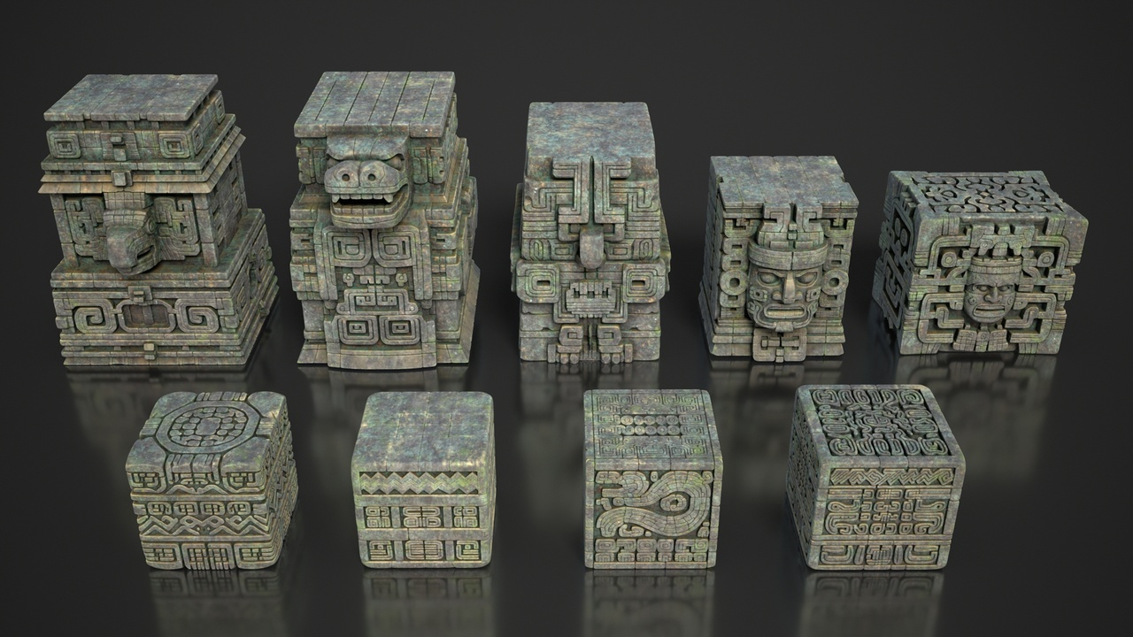 9 Mayan Block Modulars 3D Asset Pack 250803 | Fab