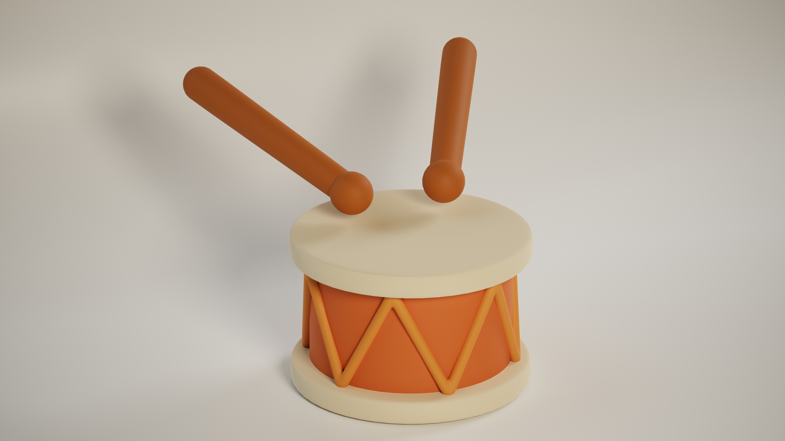 Media 1 for listing Stylized Musical Drum – Kids/Cartoon Style Game Prop