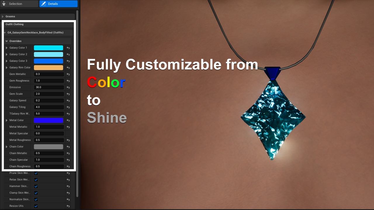 Media 1 for listing Galaxy Gem Necklace (Body Fitted)