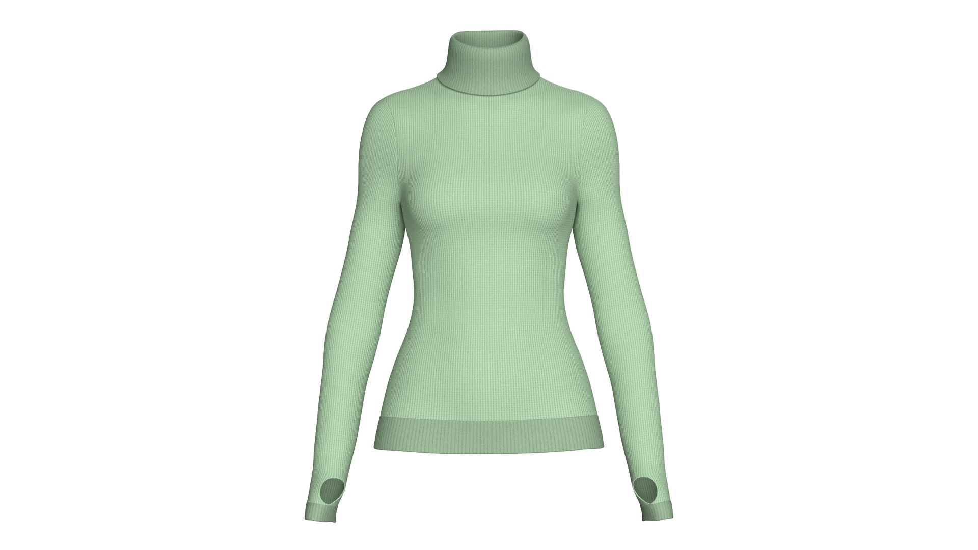Media 1 for listing Girls Ribbed Turtleneck Sweater With Thumbholes | High Poly