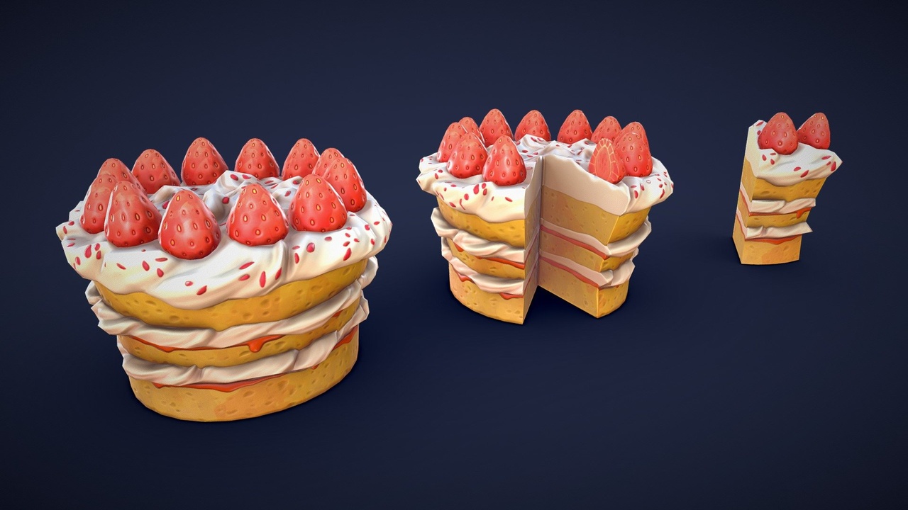 Media 1 for listing Stylized Strawberry Cake - Game Ready