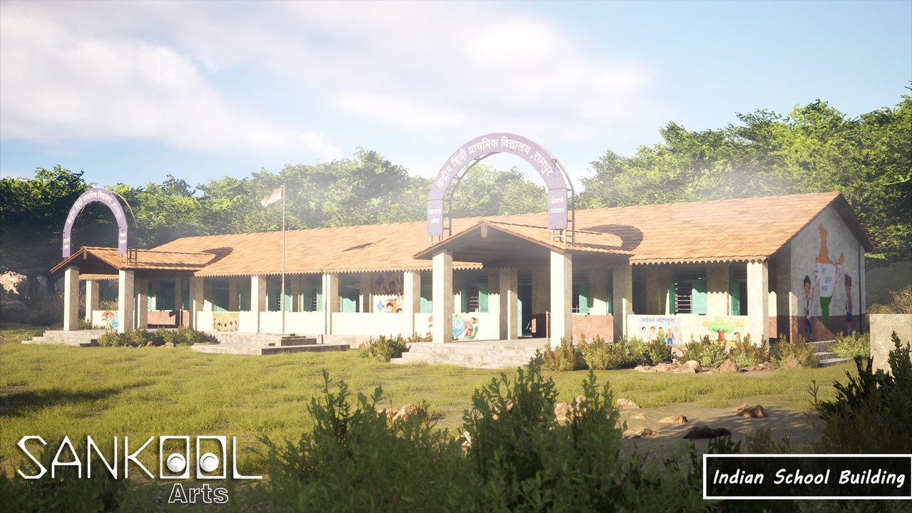 Media 1 for listing Indian School Building - Indian Gameready Asset Pack (Unreal Engine Only)