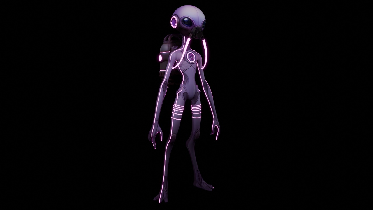 Media 1 for listing Stylized Alien Woman – 3D Character Model (Rigged, PBR)