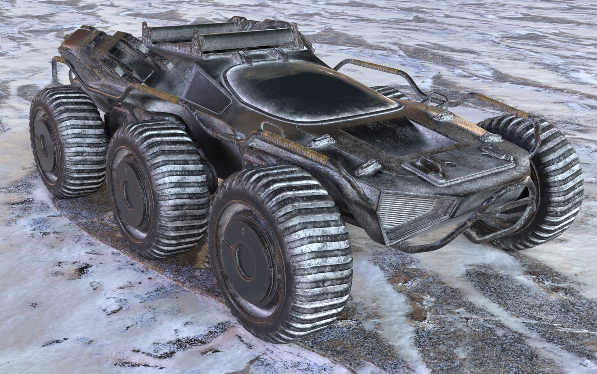 Futuristic All-Terrain Armoure Vehicle - 8-Wheel Sci-Fi Rover 3D Model ...