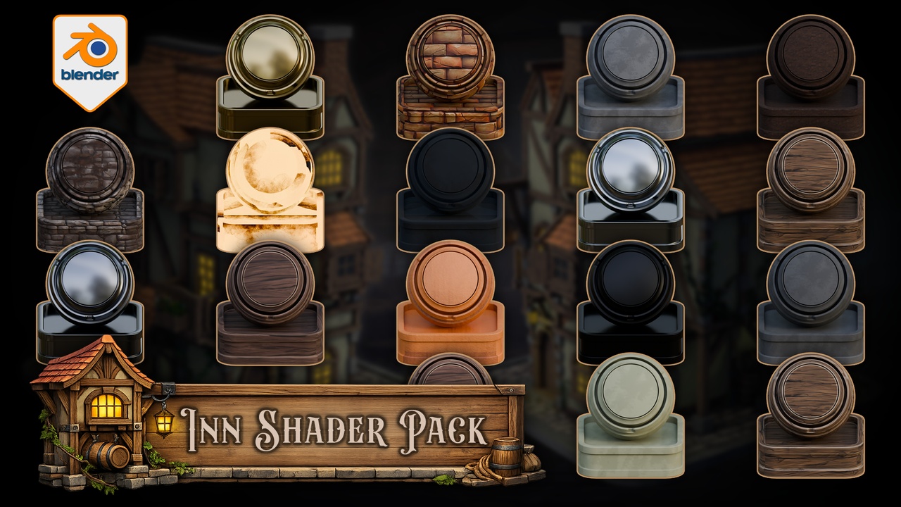 Medios 1 para el artículo Stylized Medieval Inn Shader Pack for Blender 5 Cycles