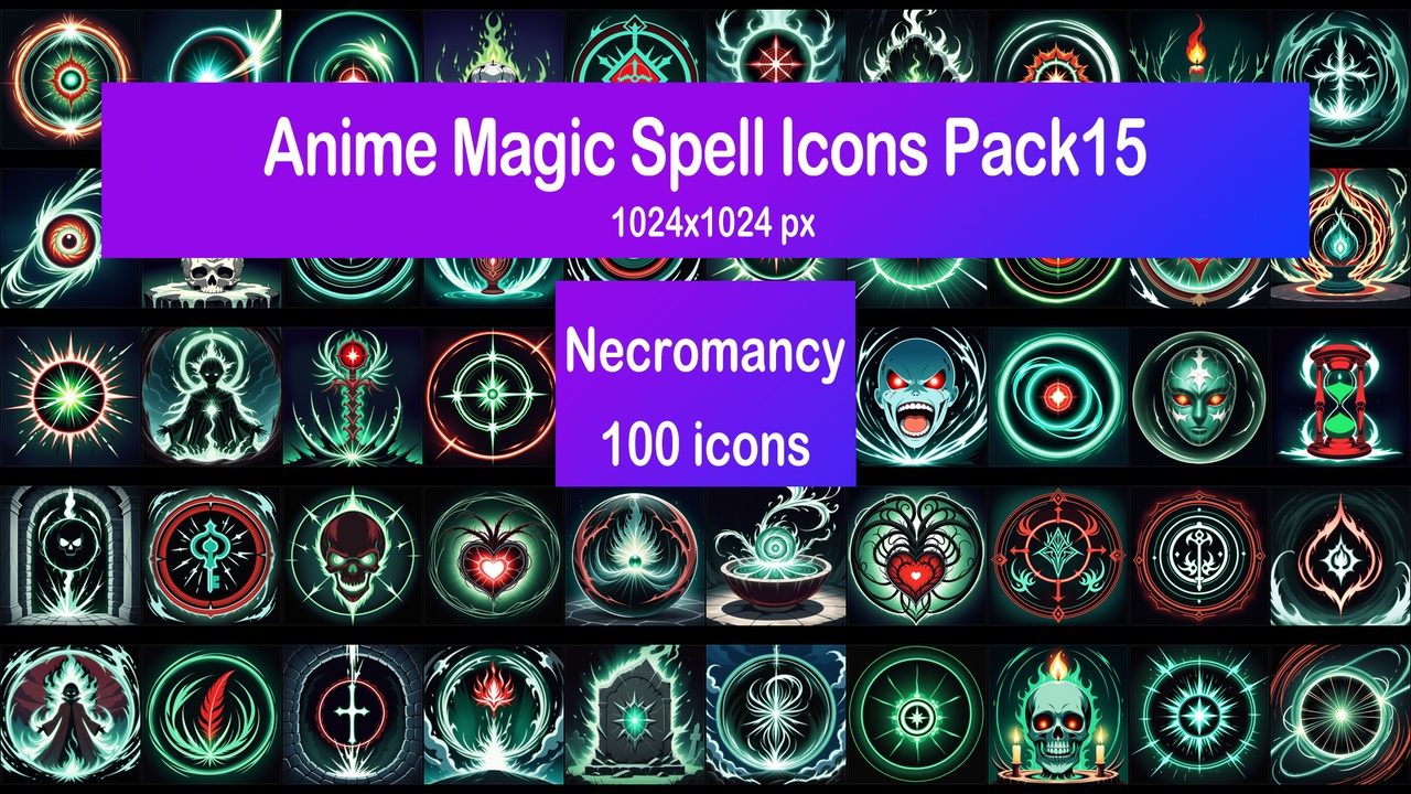 Media 1 for listing Anime Magic Spell Icons Pack15 - Necromancy