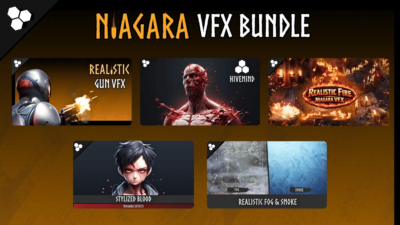 Media 1 for listing Ultimate Niagara VFX Bundle (Blood VFX, Gun VFX, Smoke VFX, Fog VFX, Fire VFX)