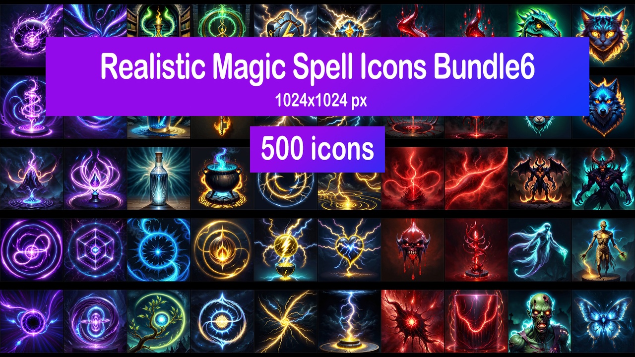 Media 1 for listing Realistic Magic Spell Icons Bundle6