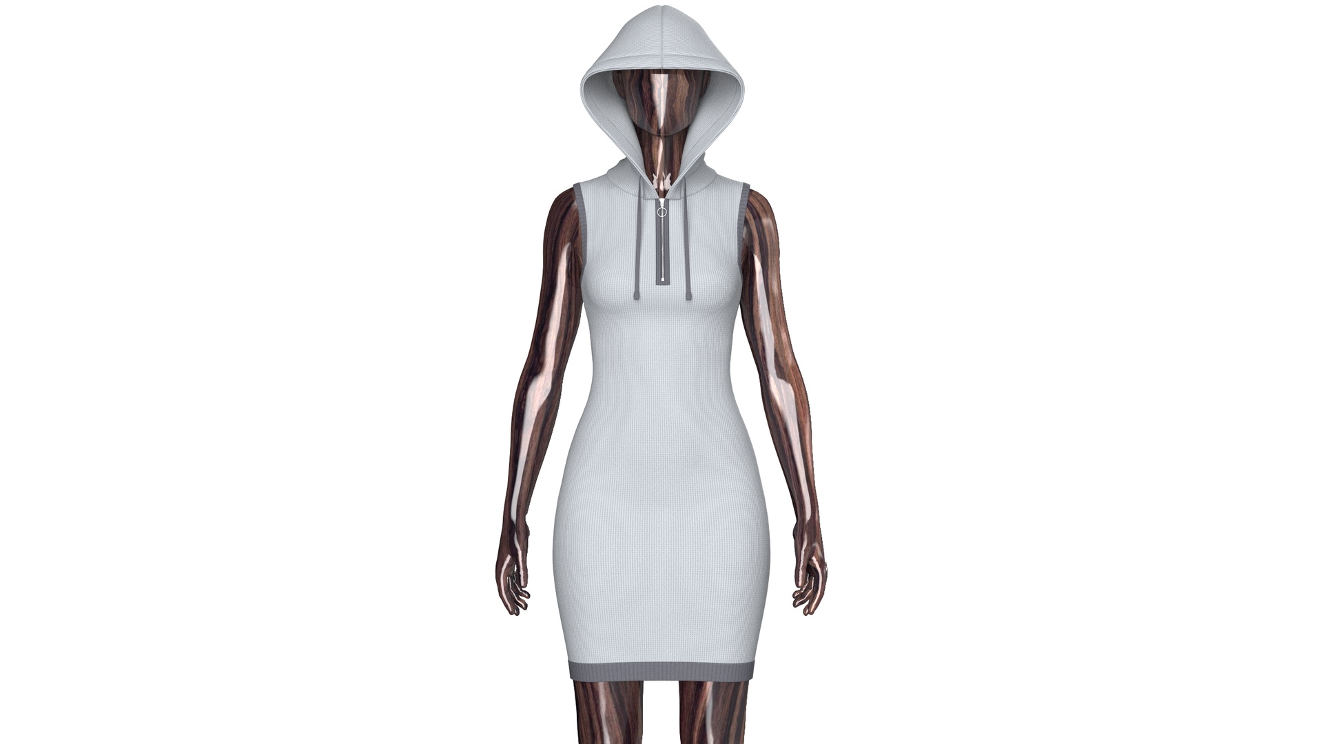 Media 1 for listing Girls Hooded Mini Dress With Back Lace - Up | High Poly