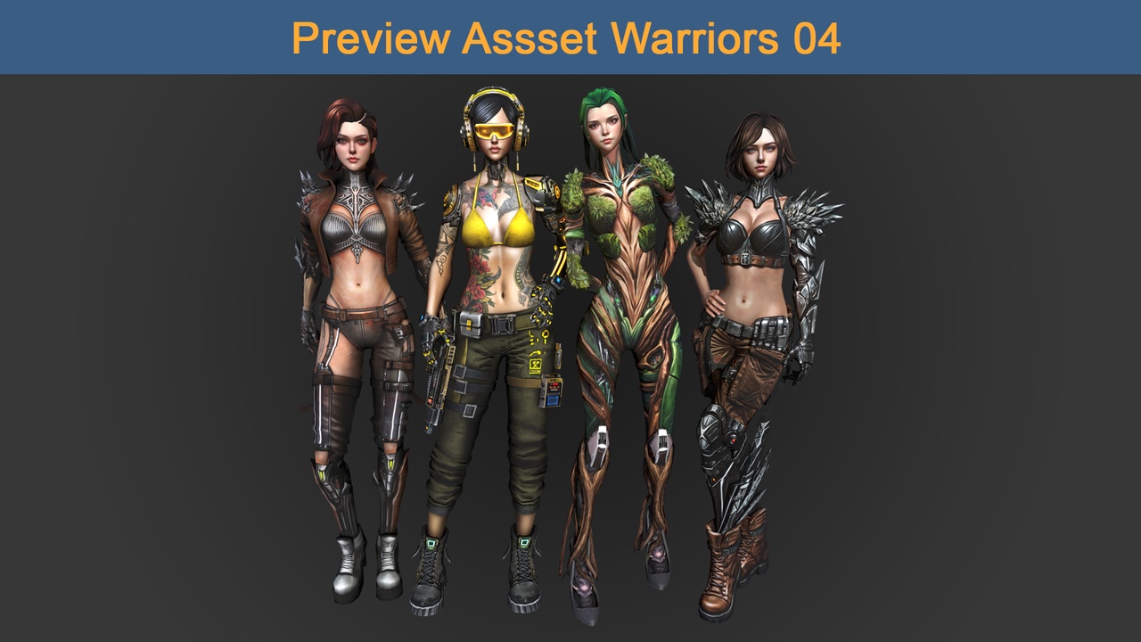 Media 1 for listing Asset 04 - 04 Models Character Warriors - Ready for game 3D Model Collection