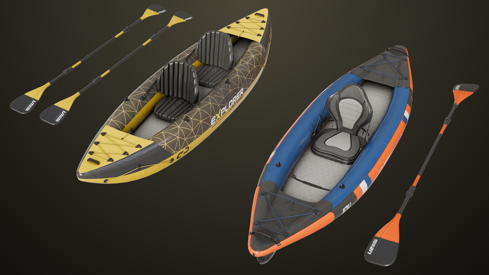 Media 1 for listing Kayak 02 Single Mat Blue and Yellow All PBR Unity UE Textures