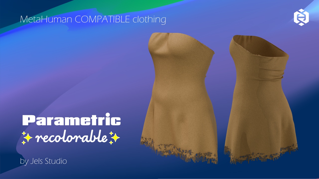 Media 1 for listing Simple knitted dress with torn edge - Metahuman compatible clothing