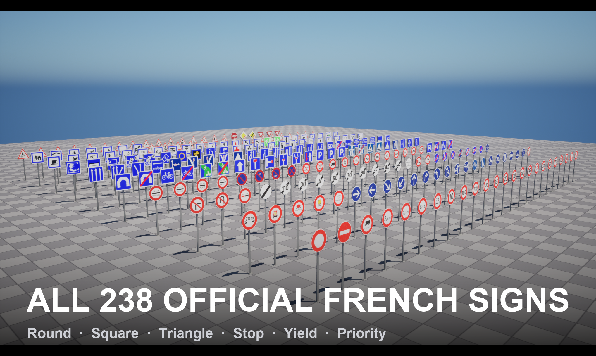 French Road Signs — Complete Pack + Modular Kit (238 Official Signs) | Fab