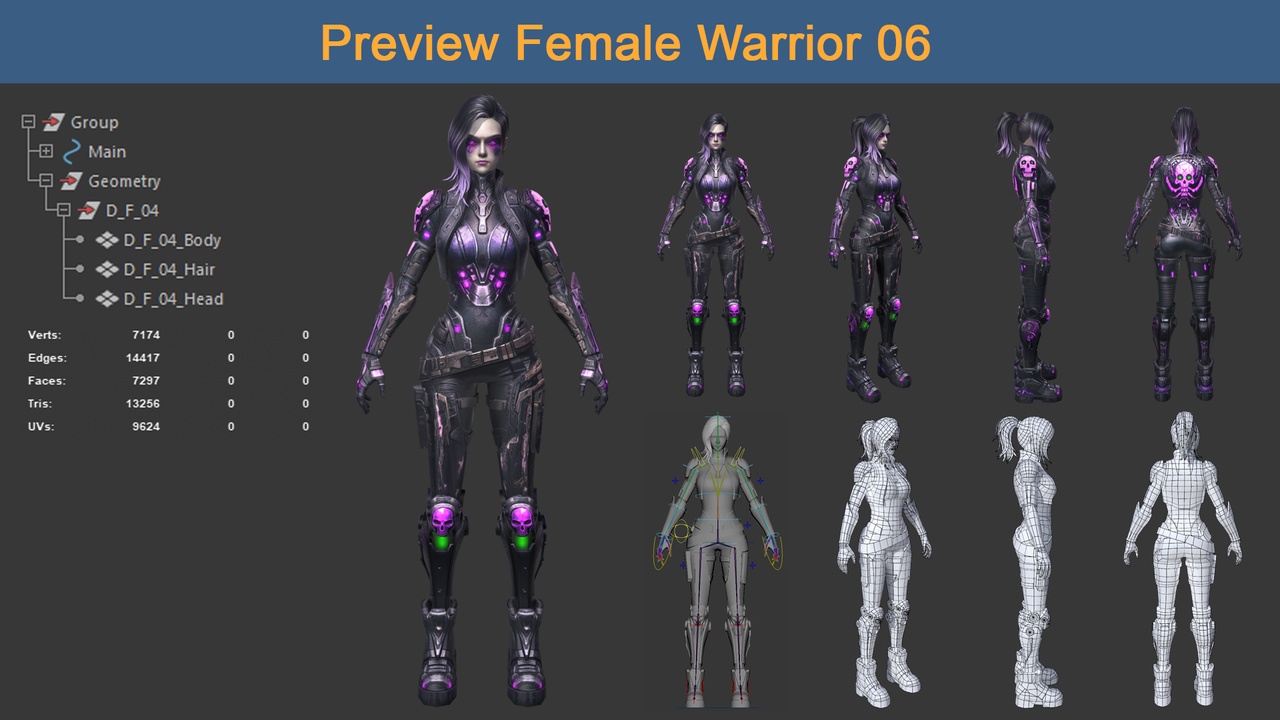 Media 1 for listing Character Female Warriors 06 - Ready for game