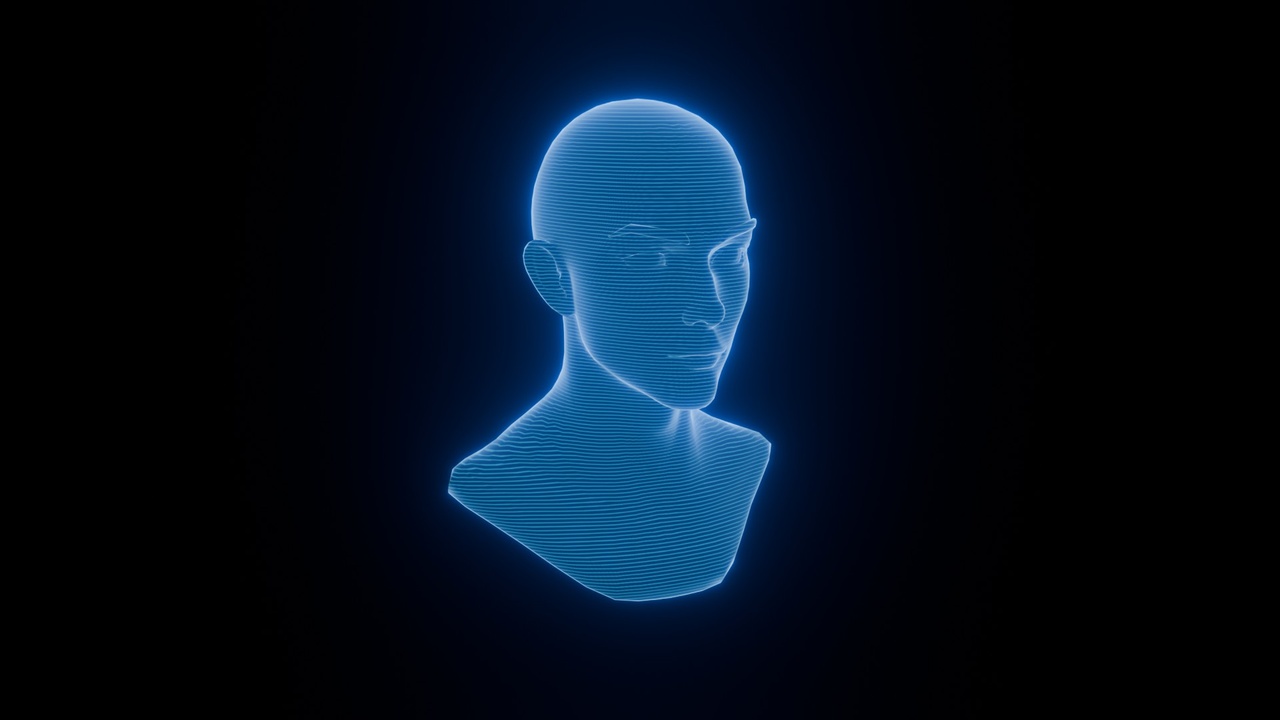 Media 1 for listing Anime Male Hologram Head 3D Model Rigged with Facial Expressions