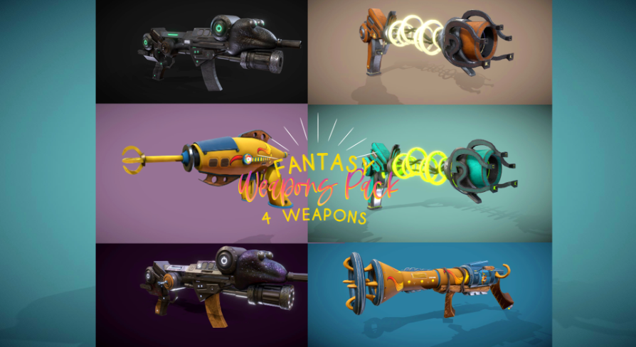 Fantasy Weapons Pack (4 Weapons with skins) | Fab