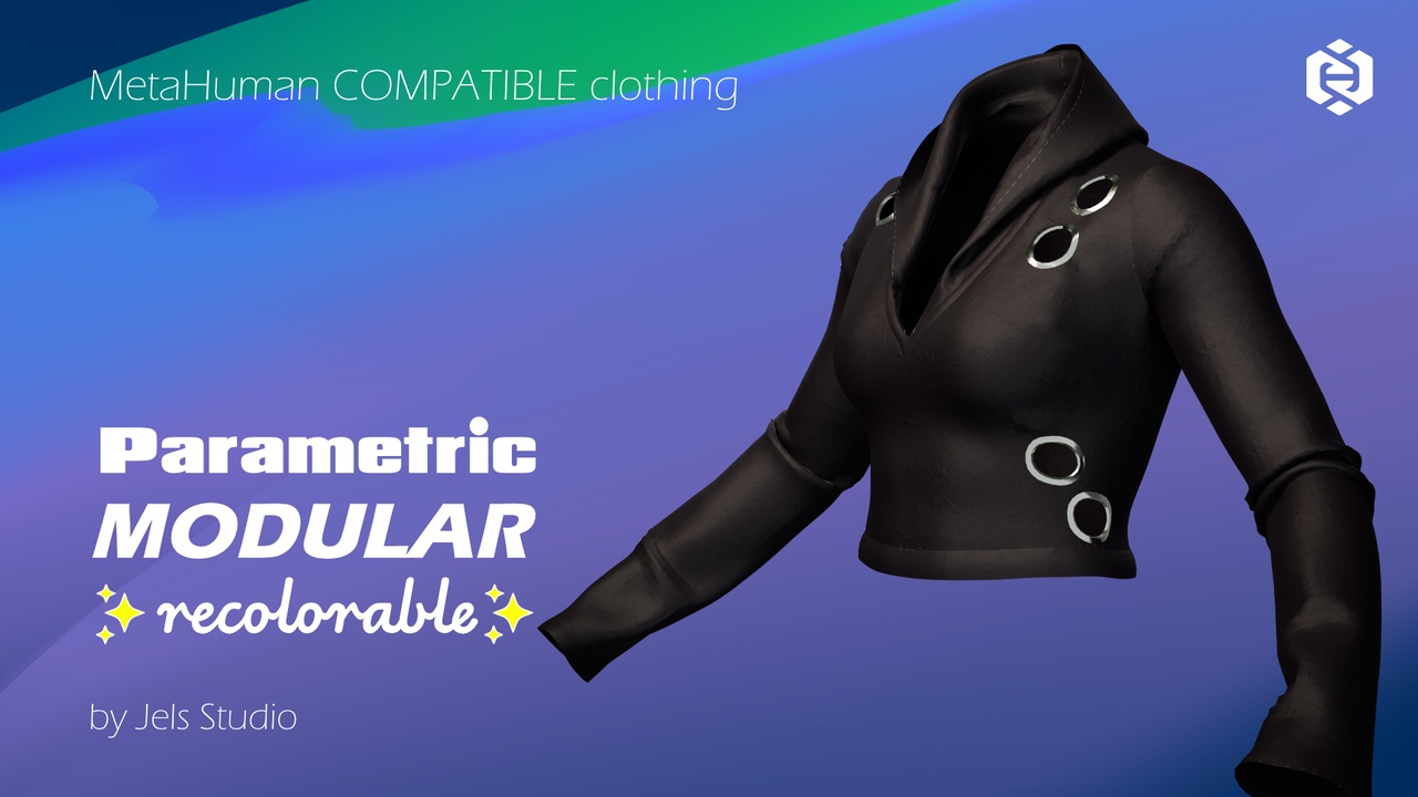Media 1 for listing Shirt with metal rings and removable hood - Metahuman compatible clothing