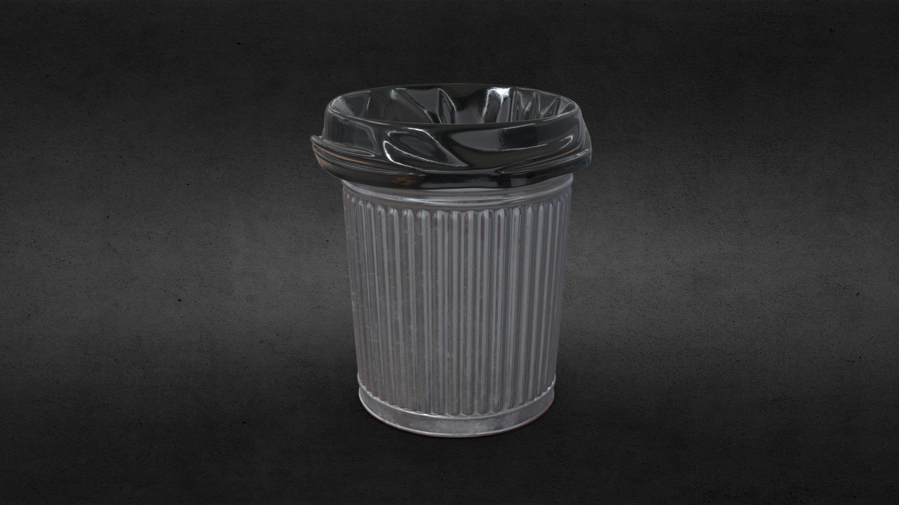 Media 1 for listing Steel Garbage Can | 3D Asset | Galvanized Steel Garbage | Trash Bin