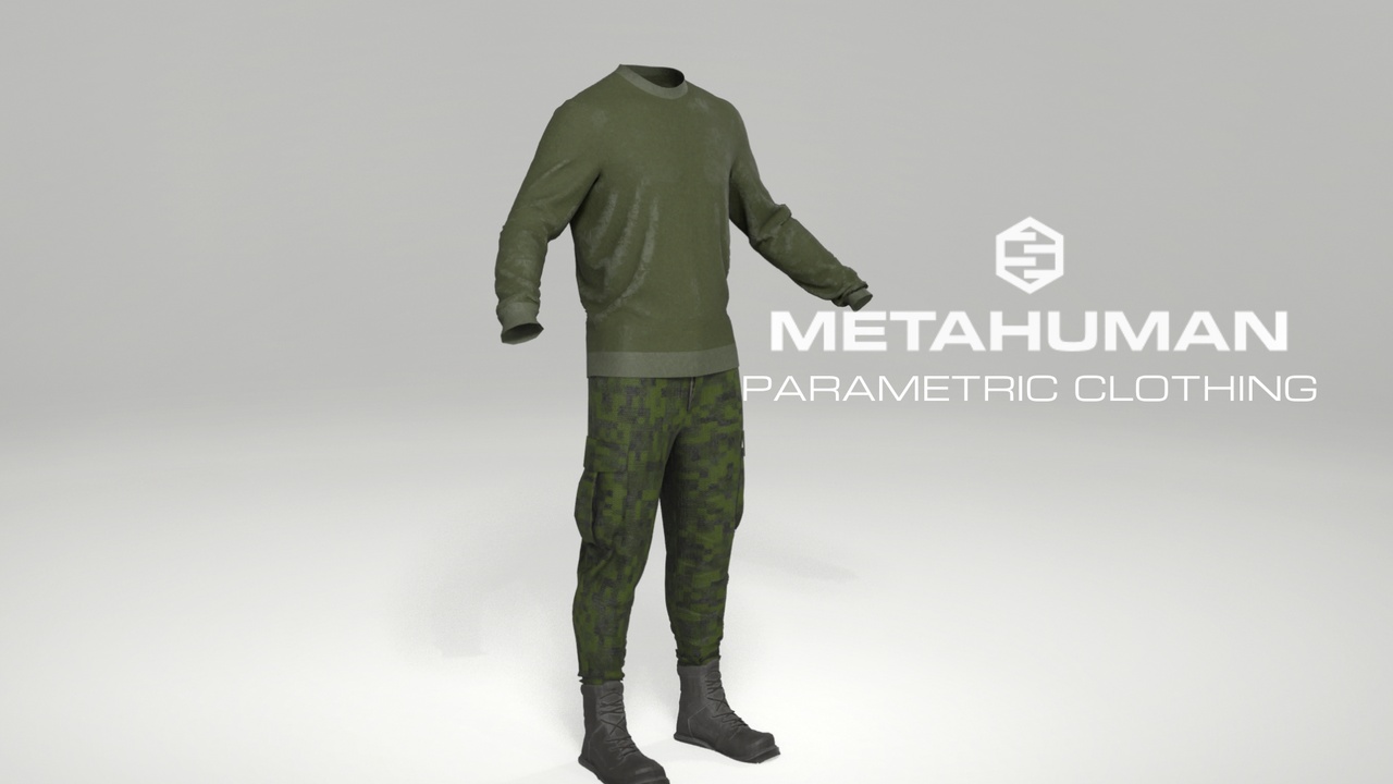 Media 1 for listing Basic Fatigue Outfit #1 for MetaHumans | Parametric Clothing