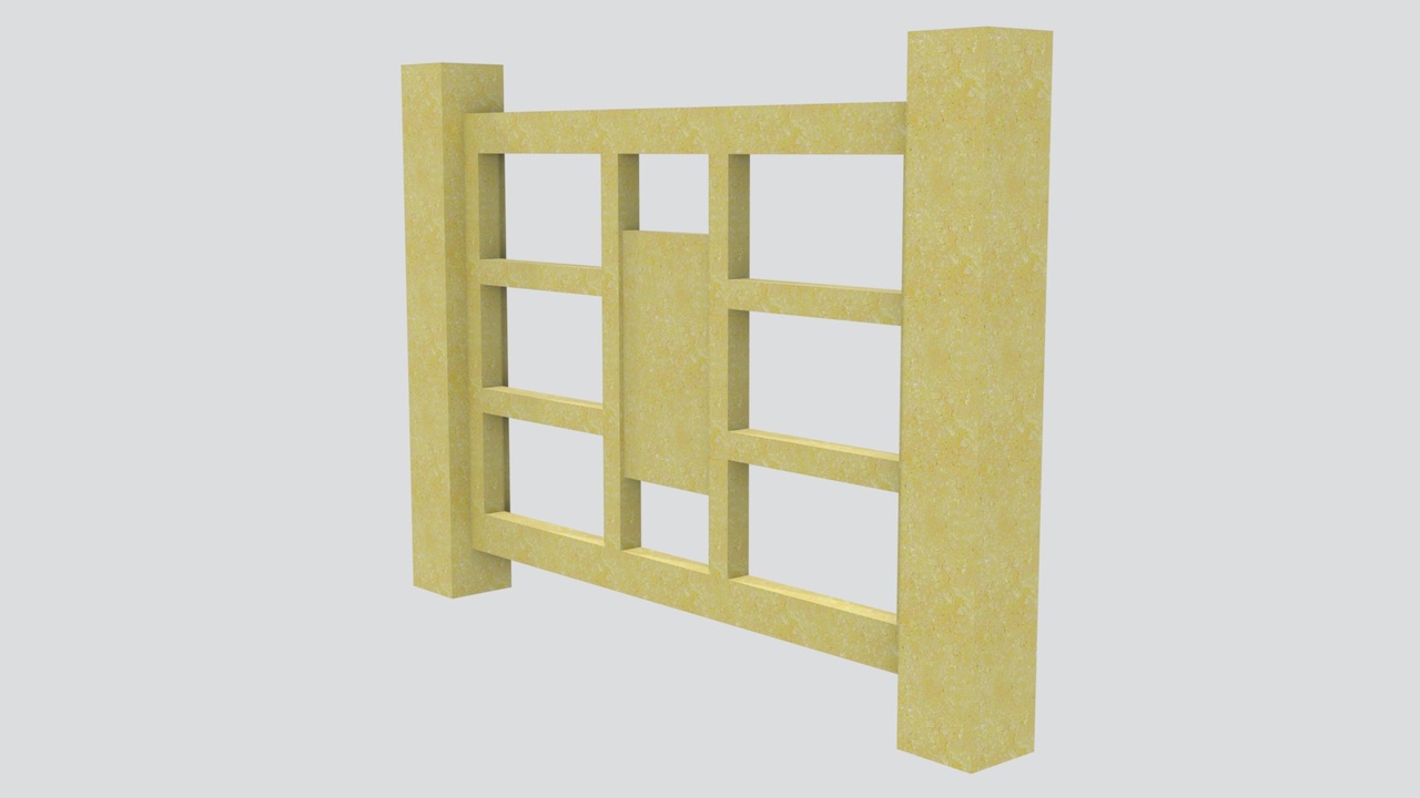 Media 1 for listing Cream Stone Railing Panel with Grid Lattice and Centre Plaque 3D Model