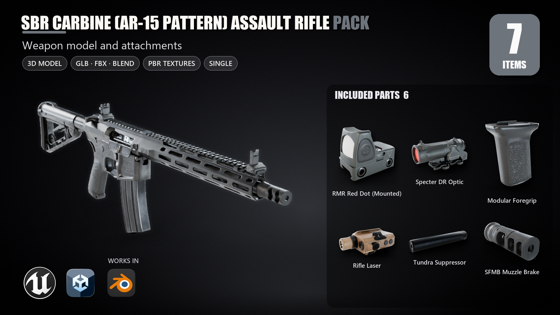 Arb Rifle SBR Carbine (AR-15 pattern) Assault Rifle with Attachments | Fab