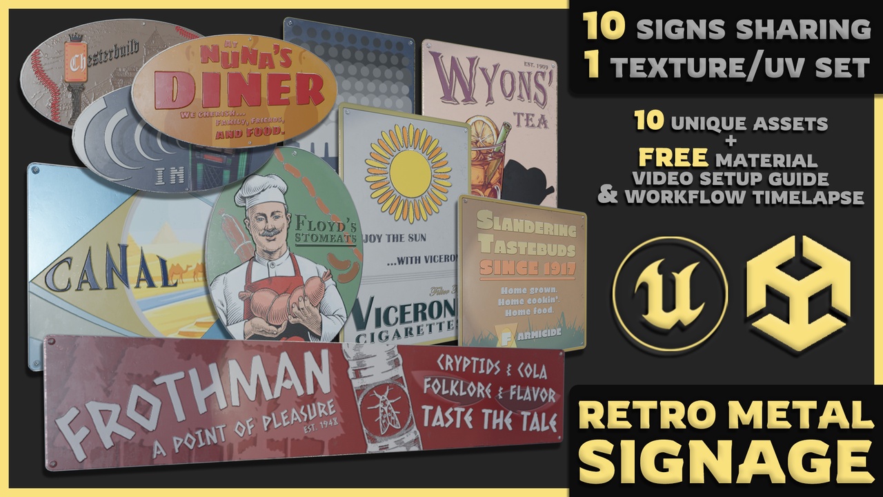 Media 1 for listing Retro Metal Signs Asset Pack