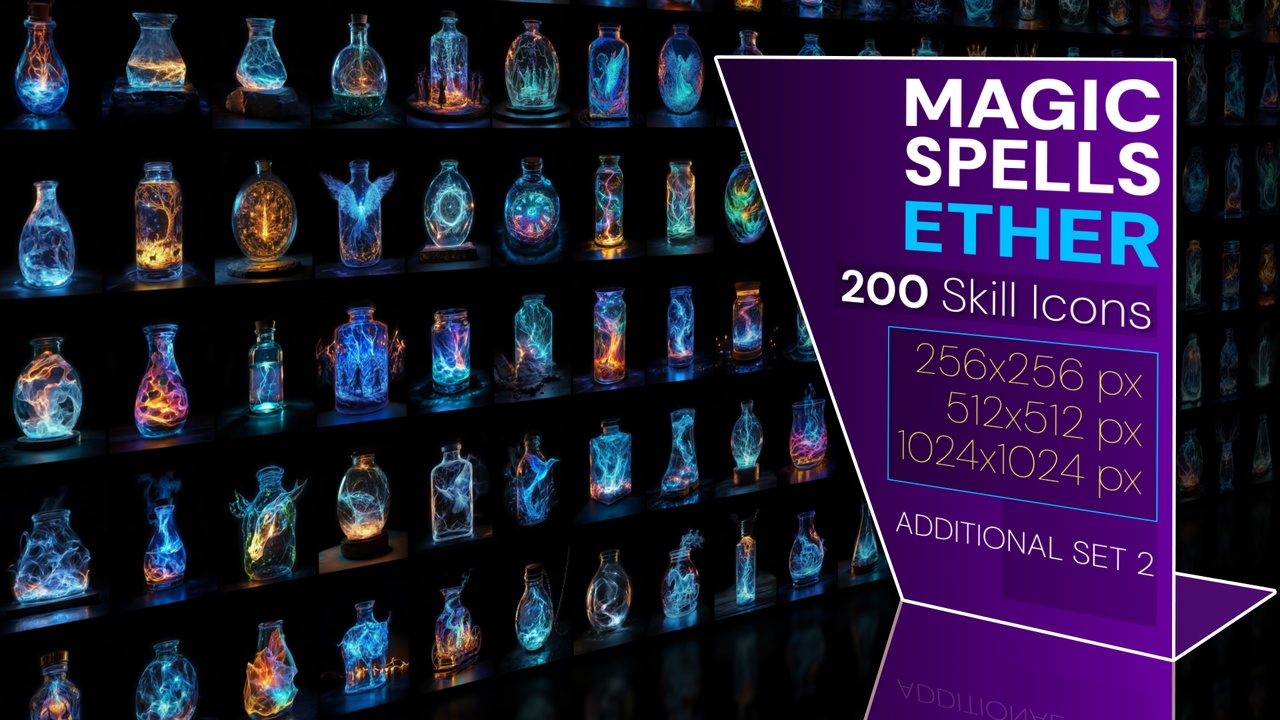商品 200 additional magical spell icons themed around - Ether. Pack 2 的媒体 1