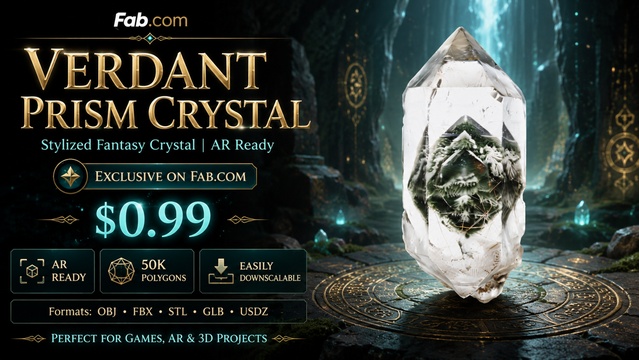 Verdant Prism Crystal | Stylized Fantasy Crystal | AR Ready — Cobalt Game Assets