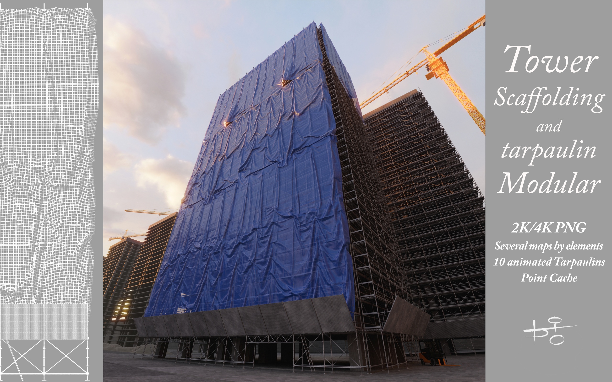 Media 1 for listing Animated Tower scaffolding and tarpaulin x10 - Echafaudage et 10 b âches animées