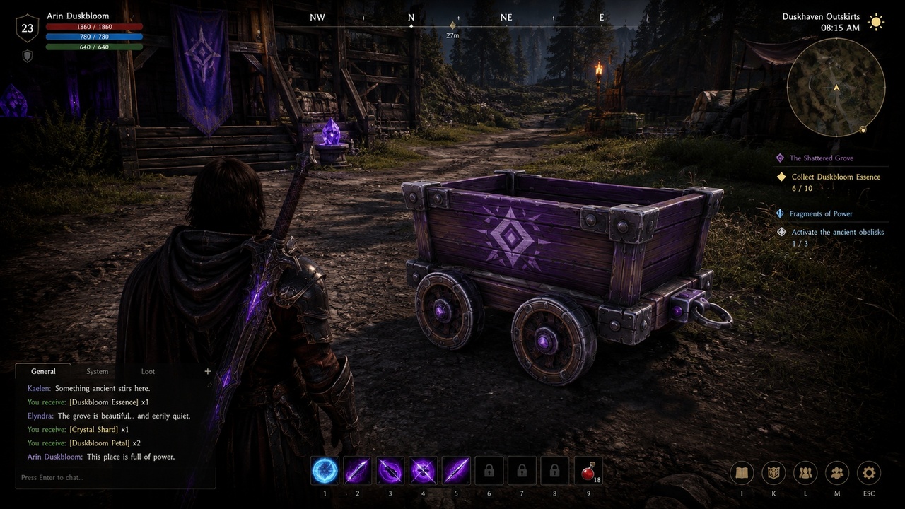 Media 1 for listing Violet Crystal Cargo Cart – Stylized Fantasy Wagon